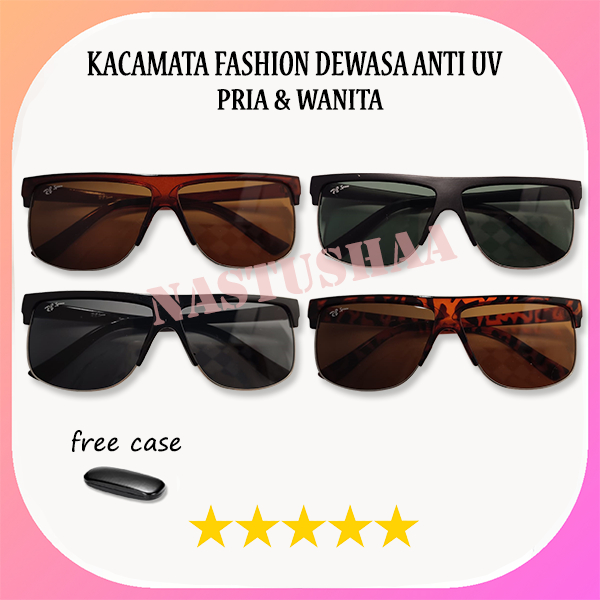 {READY STOK} Kacamata Fashion Hitam Dewasa Model ClubMaster Anti SIlau UV / Sunglasses Unisex UV Protection / Kaca mata Gaya Pria Fashionable FREE CASE