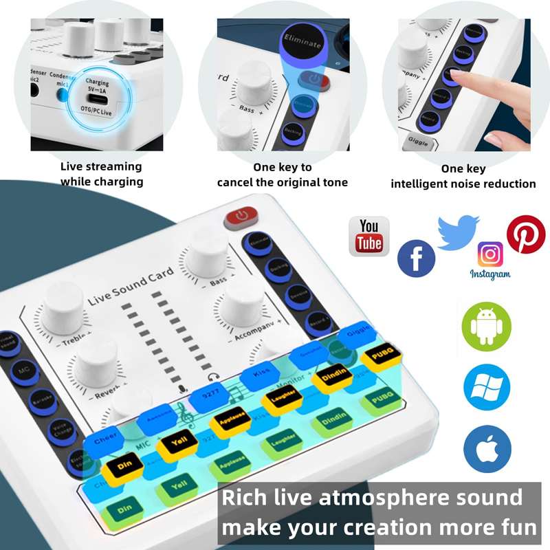 Bonkyo F1000 external sound card mobile computer live broadcast noise reduction karaoke special soundcard