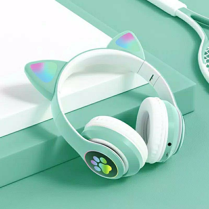 HEADSET BLUETOOTH BANDO GAMING MOTIF TELINGA KUCING HEADPHONE CAT IN EAR - MZ023