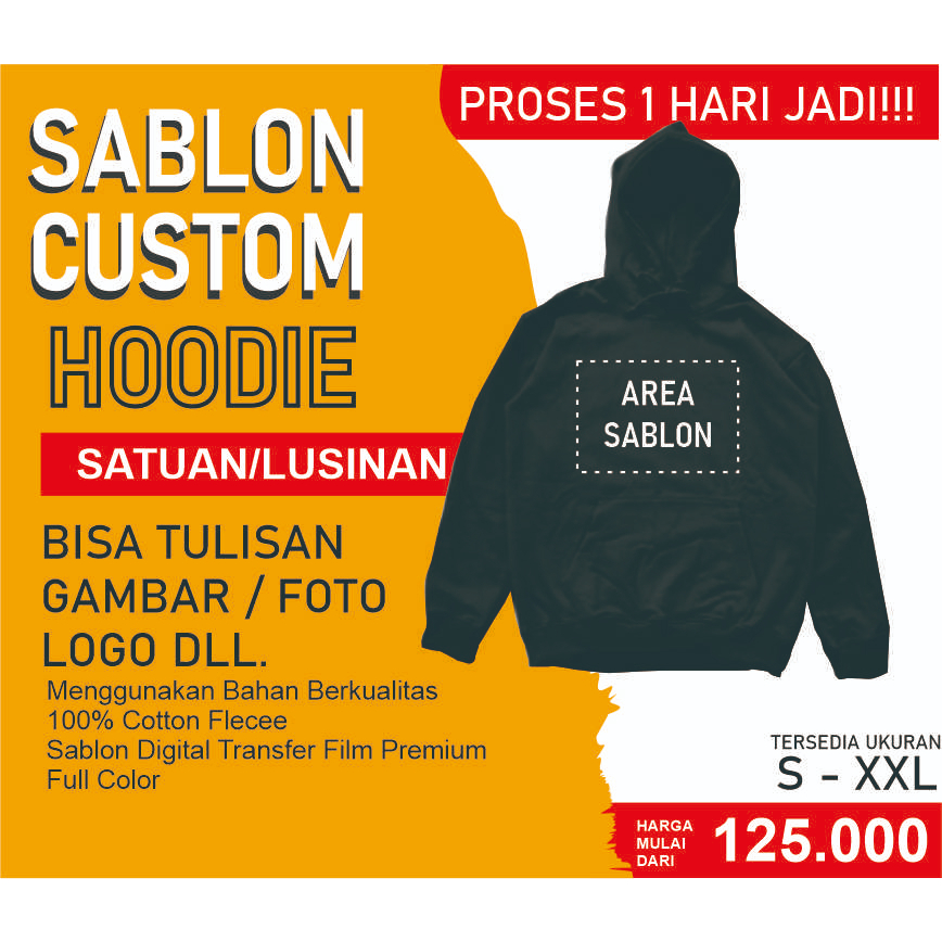 SABLON HOODIE SATUAN / SABLON SWEATER SATUAN / CUSTOM SABLON HOODIE / HOODIE FLECEE COTTON / SABLON 