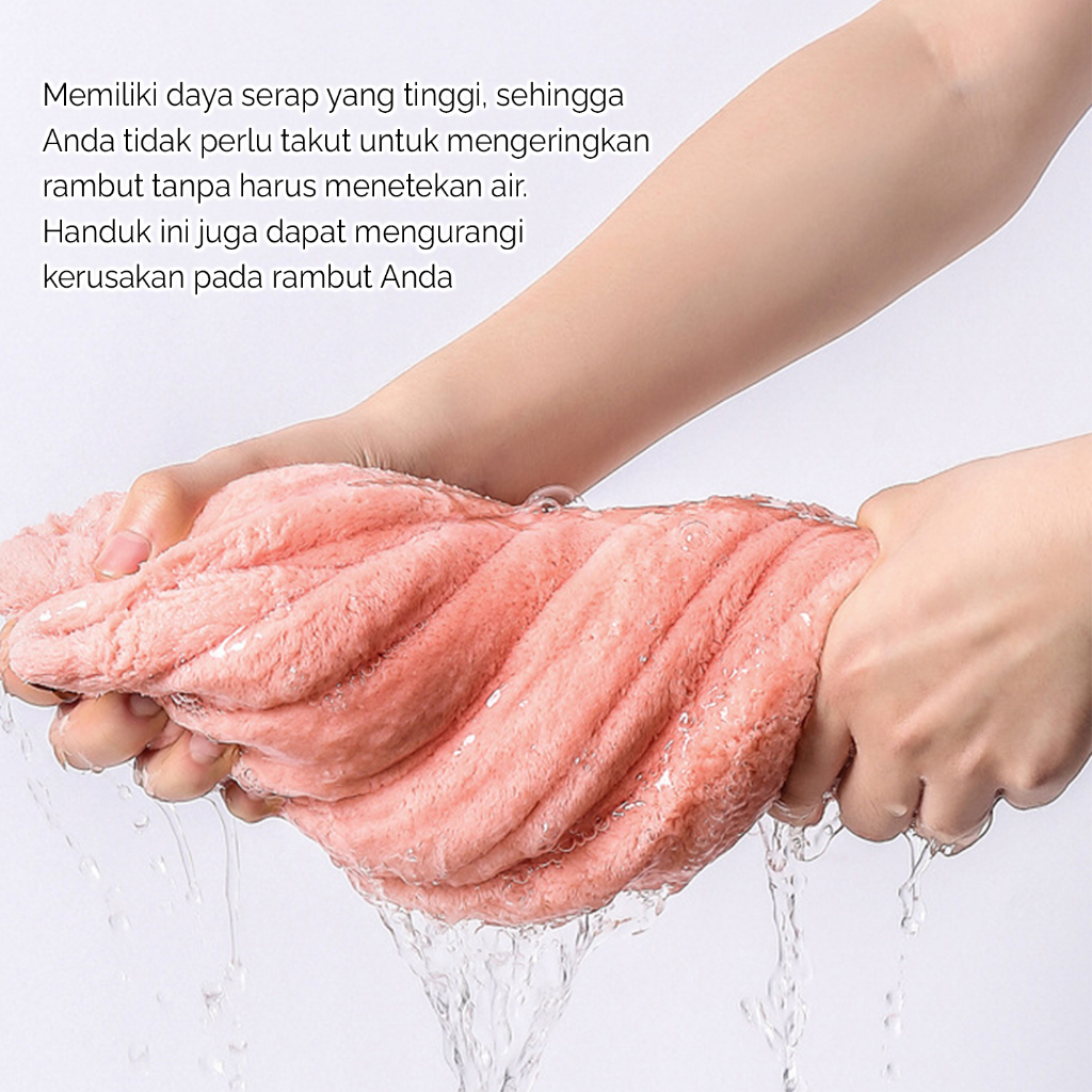 Handuk Keramas Pengering Rambut Kepala Ukuran 65cm x 25cm Magic Towel Handuk Bahan Microfiber Tebal Daya Serap Tinggi J5A1