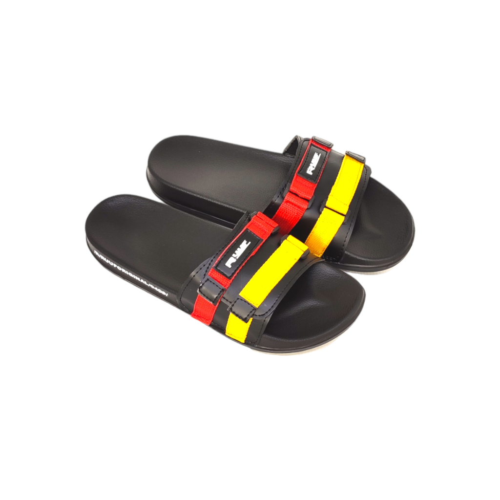 Ruuf - 2129 SS Slide Sandal Pria Wanita - White/Black Combination