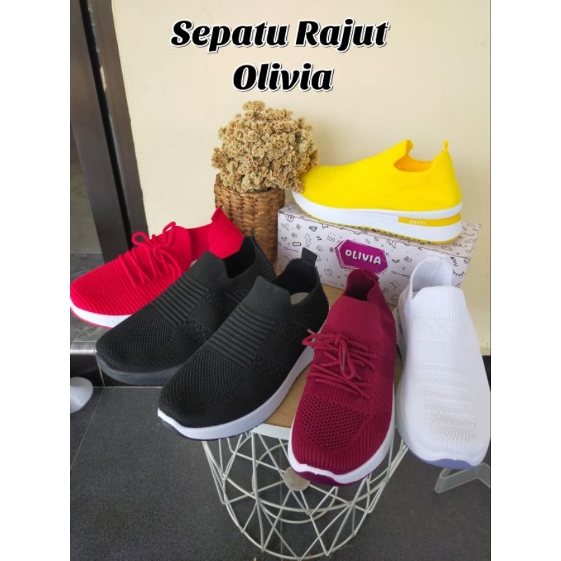 Sepatu Olivia knit rajut import tali/sepatu sport wanita