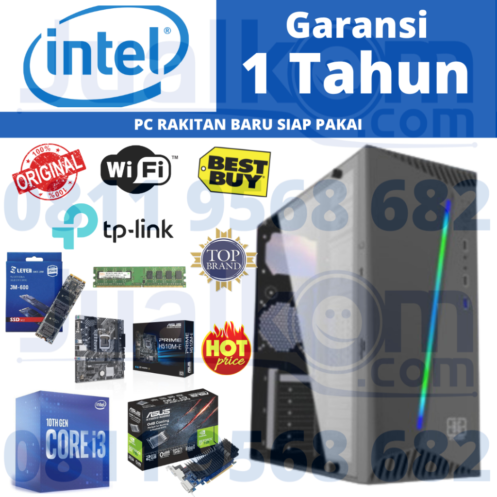 PC RAKITAN INTEL I3 10105F 8GB 256GB SSD VGA 2GB 100% Baru Original