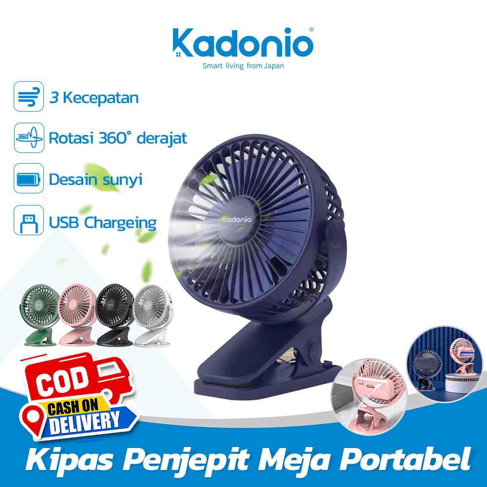 Kadonio Kipas Mini USB Clip Mini Fan Rotating Kipas Angin Meja Mini Jepit Portable USB kipas angin kecil kipas portable meja kipas angin murah