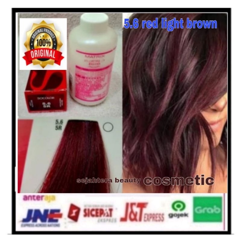 cat rambut matrix socolor  5.6 ( RED LIGHT BROWN ) PLUS CAIRAN OXYDANT  135ML