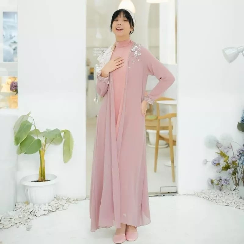 Gamis Abaya Terbaru 2023 Elina Maxy Gaun Pesta Baju Muslim Wanita Gamis Outer Dress Kondangan Gamis Dewasa Kekinian