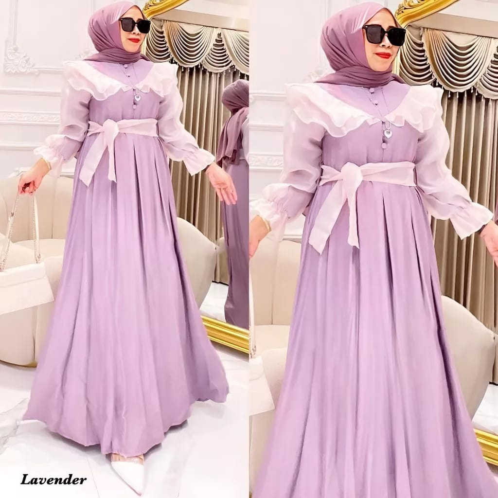 Shella Dress Jumbo L, XL ,XXL, Gamis Dewasa Maxi Dress Baju Wanita Kekinian Long Dress Busui Gamis Pesta Bahan Polo Linen Premium