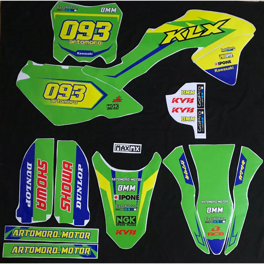 decal stiker full body klx bf warna hijau kuning