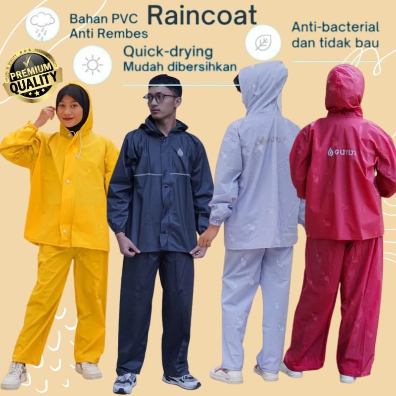 Jas Hujan RAINCOAT Pria Wanita Anti Rembes Bahan Tebal Elastis