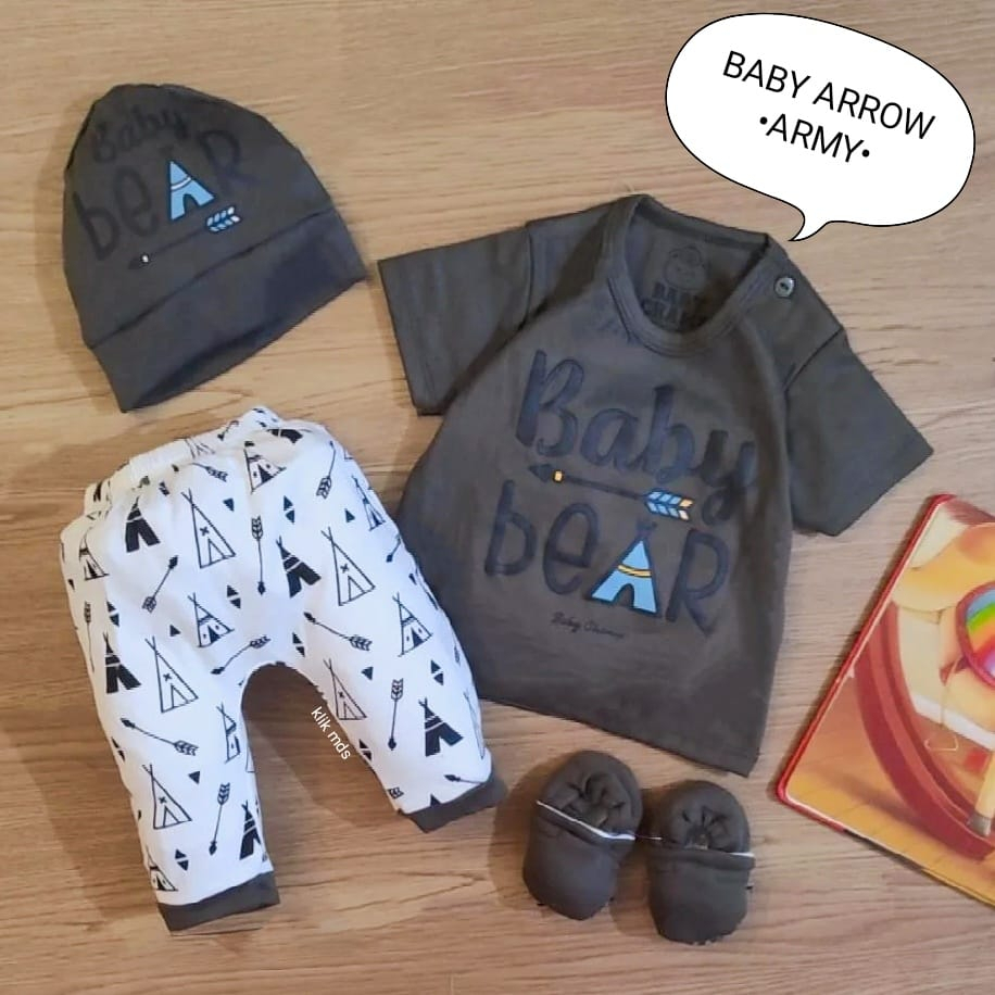 Setelan Baju Anak Bayi Laki-Laki Atasan Dan Celana Motif Dad Is Cool Estimasi Usia 0-9 Bulan Free Topi Dan Sepatu