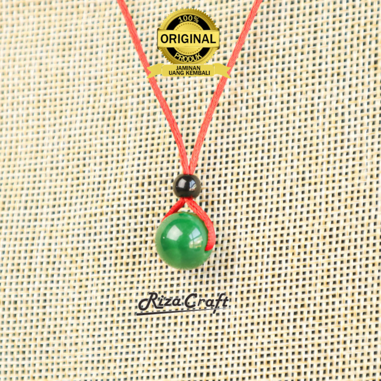 Kalung Natural Liontin Batu Akik Alam Giok Hijau Cina China Asli  untuk Pria Wanita Cowok Cewek by R