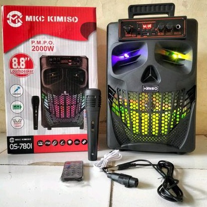 Speaker Bluetooth Wireless Plus Mic Karaoke Kimiso 7801 8inch Led Strong Bass