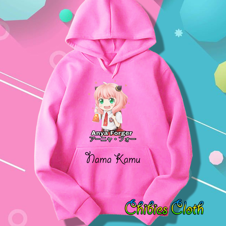 Jaket Hoodie Anak Perempuan Anya Forger Berangkat Ke Sekolah SD - Jaket Sweater Anak Animasi Spy X F