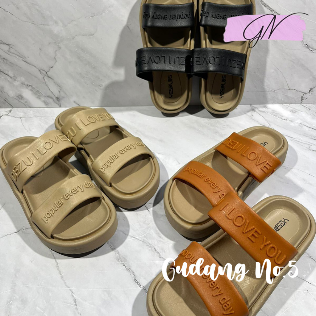 GN-5678 Sandal Slop Wedges Jelly Wanita Model Tali Dua Import Yesplus PCU