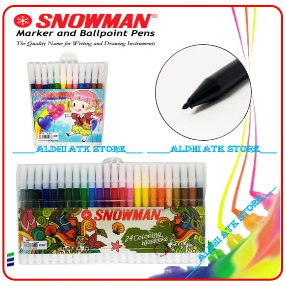 Spidol Snowman Warna-Warni PW-24A 24 Warna