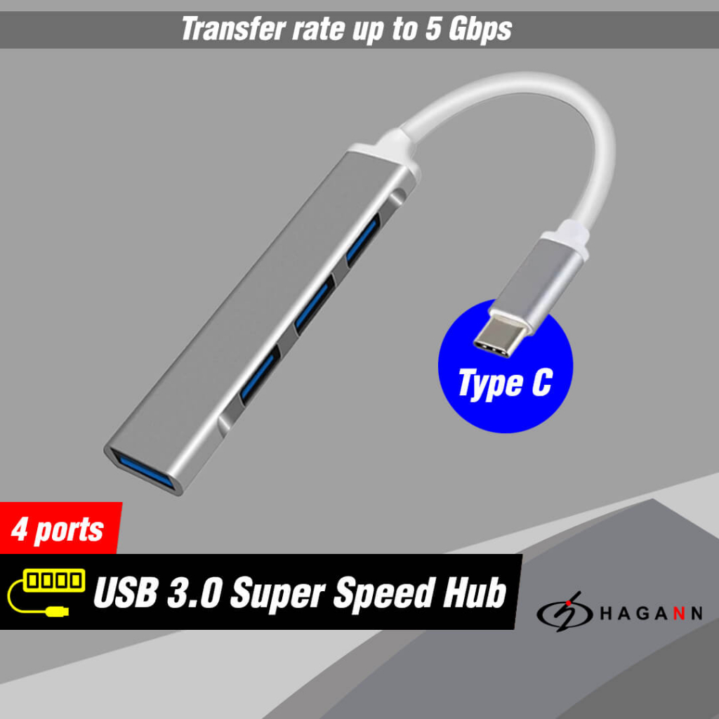 Type C to USB Hub 4 Port High Speed / USB 3.0 Hub Adaptor Splitter USB3.0