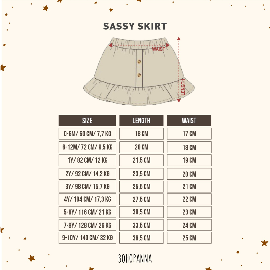 BOHOPANNA - SASSY SKIRT 0-3TAHUN / Rok Anak Perempuan