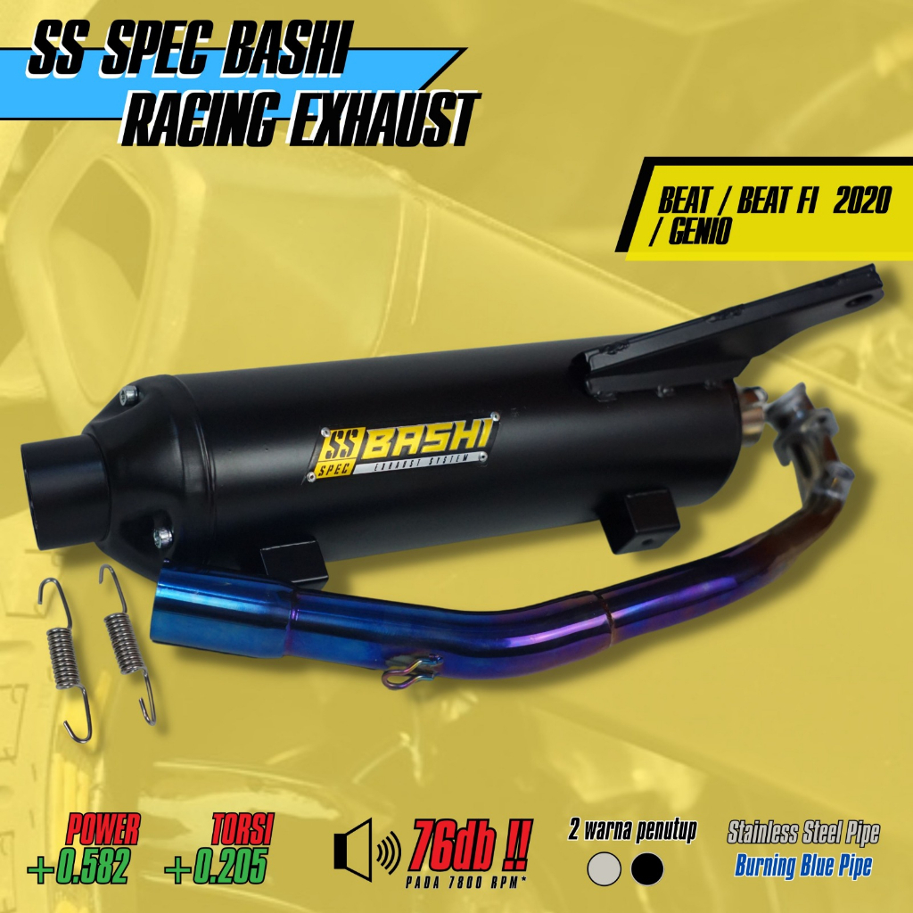 KNALPOT RACING STANDAR BASHI SS BEAT FI EXHAUST STAINLESS  SPEC HONDA BEAT