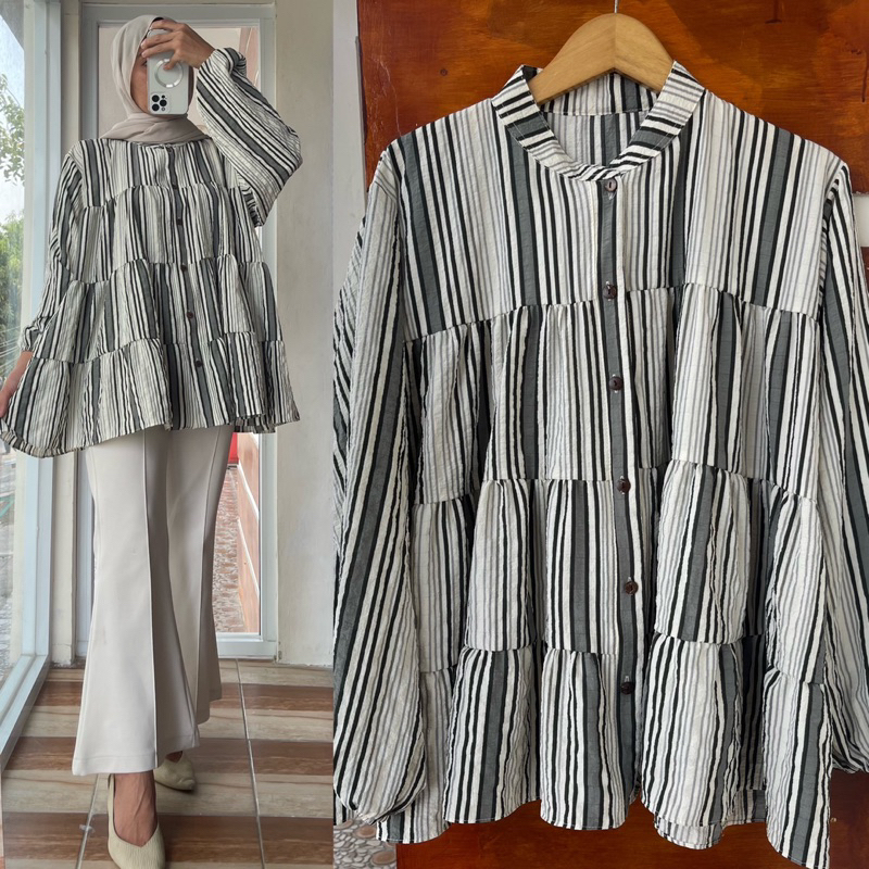 ATASAN/KAMEJA BLOUSE SYEILA UMPAK JUMBO CRINKEL MOTIF SALUR