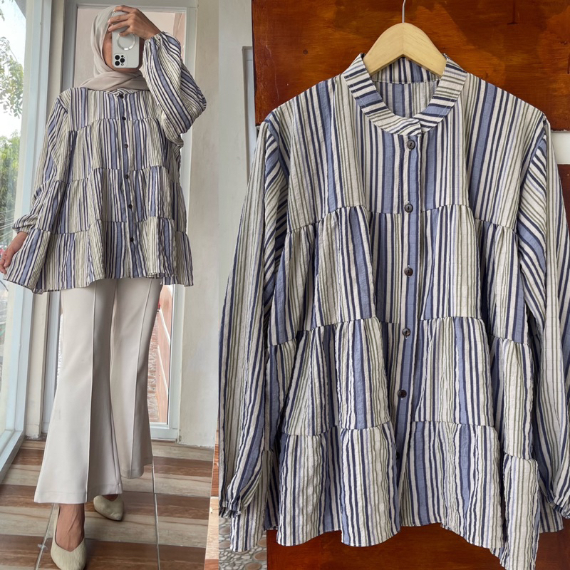 ATASAN/KAMEJA BLOUSE SYEILA UMPAK JUMBO CRINKEL MOTIF SALUR