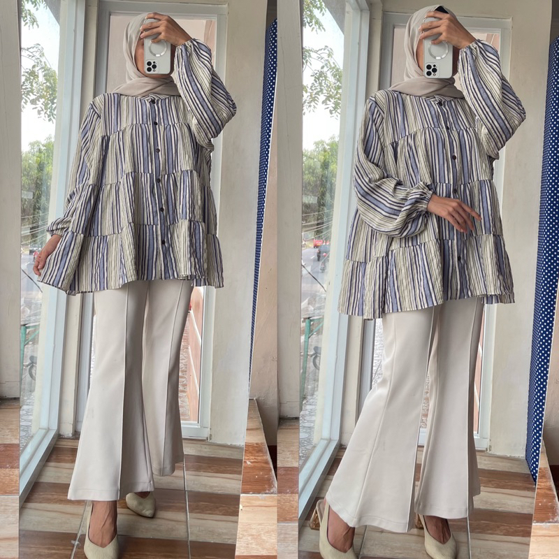 ATASAN/KAMEJA BLOUSE SYEILA UMPAK JUMBO CRINKEL MOTIF SALUR