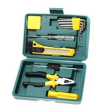 Tool Box Set Perlengkapan Reparasi 12 in 1 Obeng Cutter Kunci L Tang