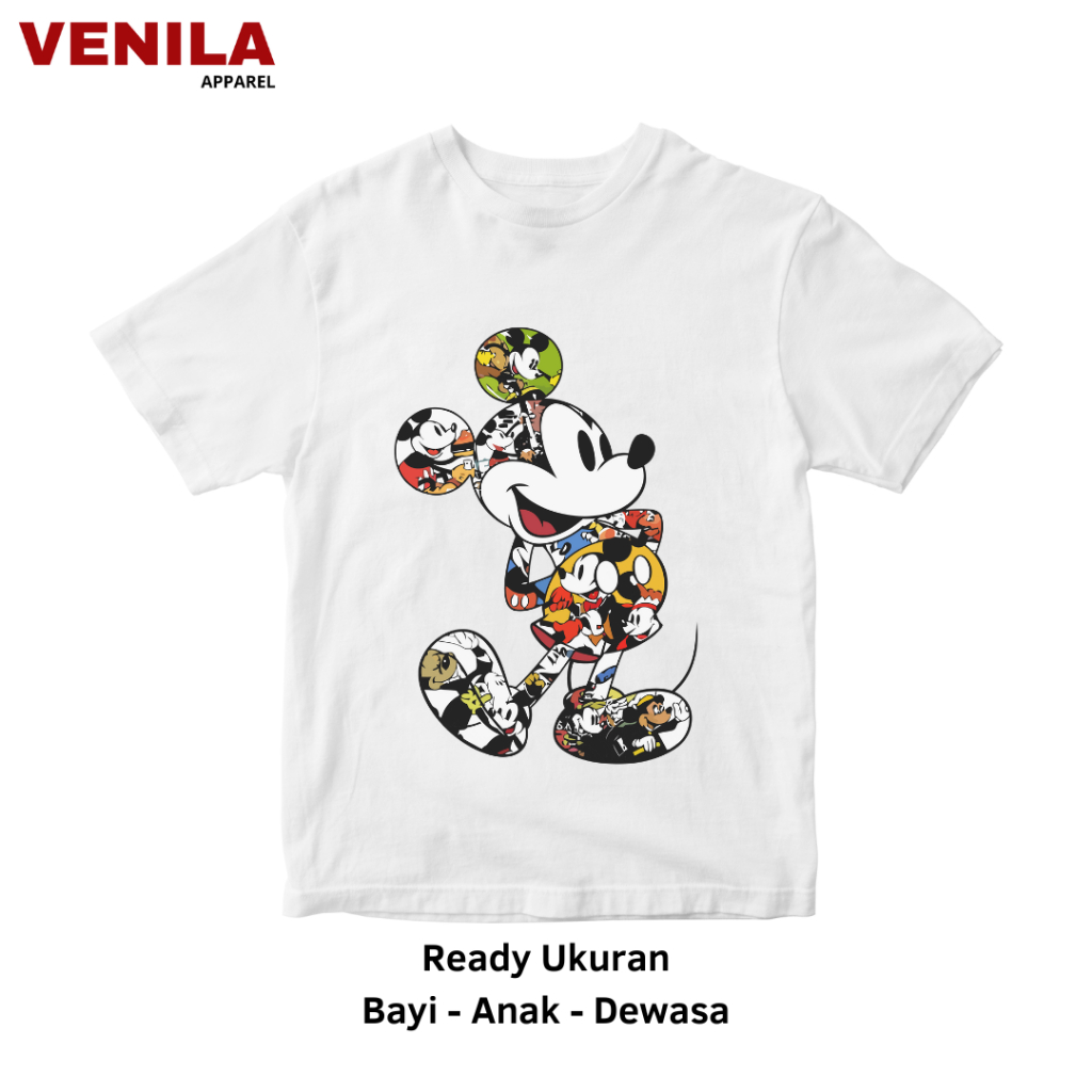 KAOS MICKEY MOUSE ANAK / Baju Mickey Mouse Wanita Dewasa / Bisa Laki Laki dan Perempuan by VENILA