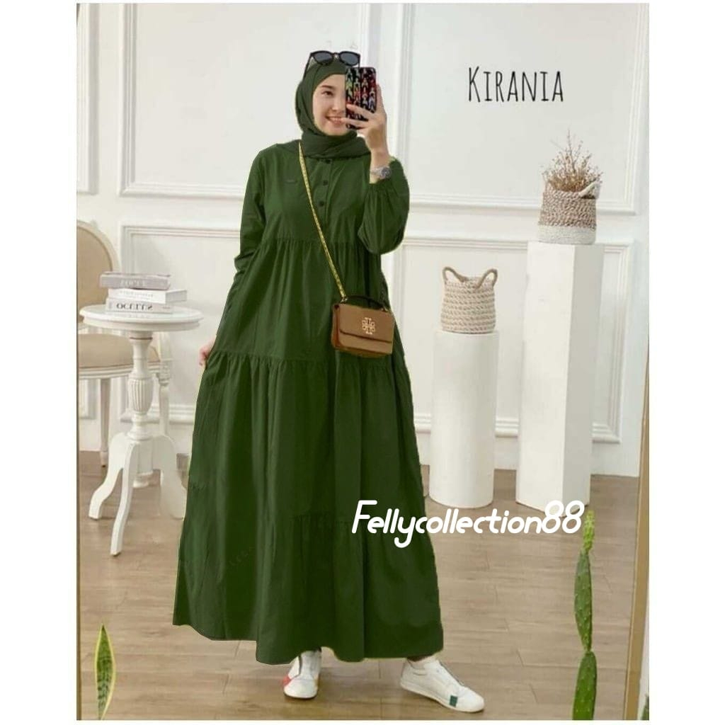 DRESS JUMBO KIRANIA MIDI DRESS BAHAN KATUN RAYON FASHION WANITA MODERN