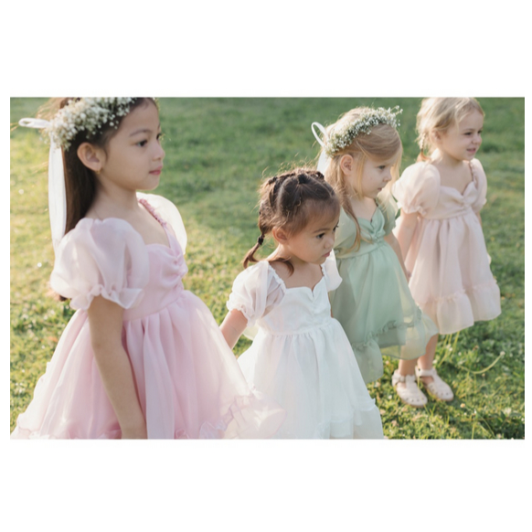 Little Folk Primrose Dress - Dress Pesta Anak Perempuan Terusan Dress Satin Linen Dress Baptis Flower Girl Party Chiffon Tutu Organza