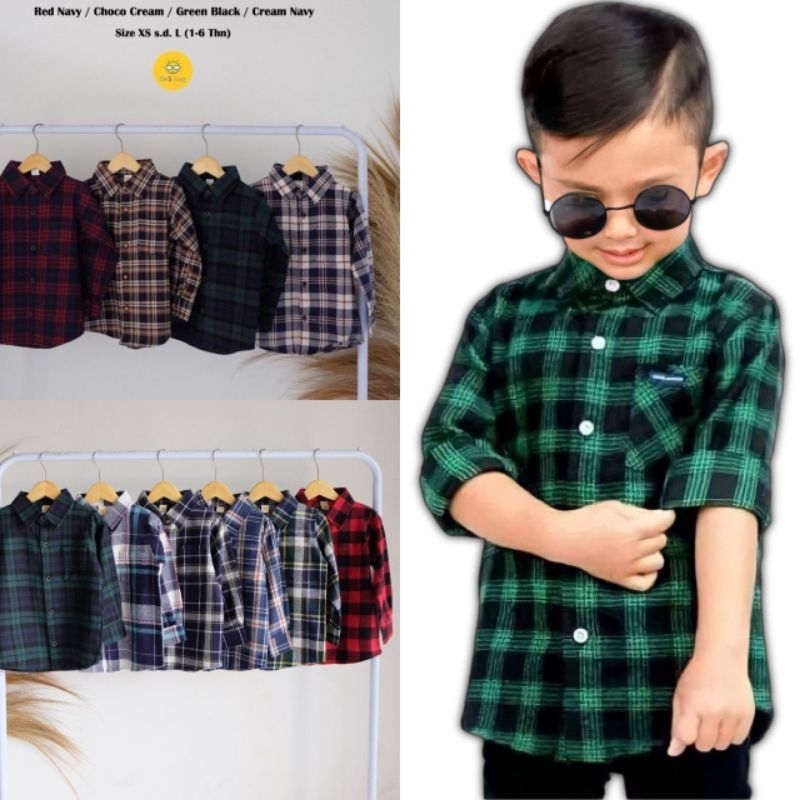 ATASAN KEMEJA FLANEL ANAK laki laki dan perempuan usia 1 sampai 13 tahun premium quality lengan panj