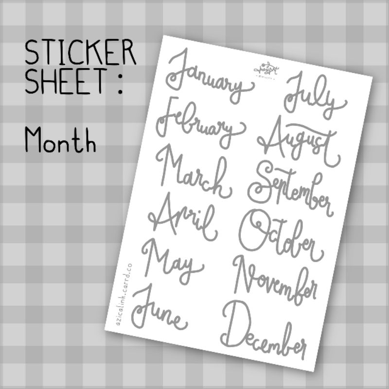 

Stiker Aesthetic Tema Nama-Nama Bulan Masehi (Waterproof, Laminasi Doff)