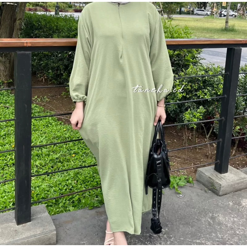 Alluna dress crinkle airflow / gamis casual / gamis busui / midi dress busui