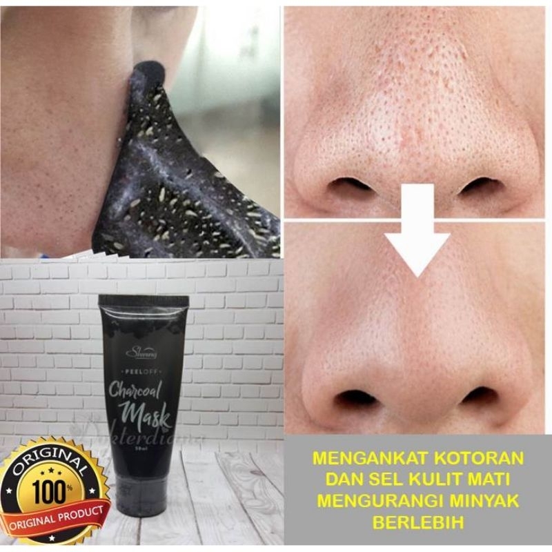 Shining Charcoal Mask Peel off Masker Wajah BPOM Anti Komedo Original 50ml