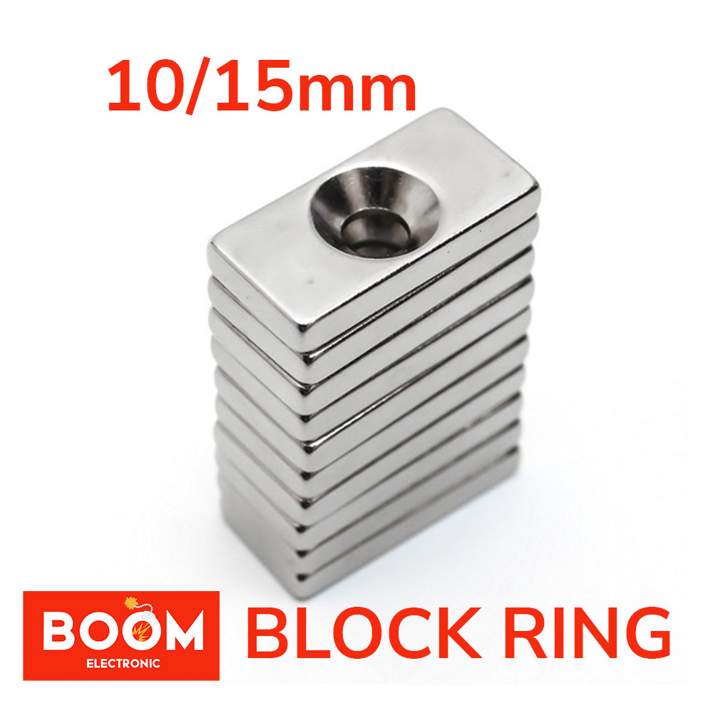 Magnet Neodymium Blok Ring panjang 10mm dan 15mm (1 lubang)