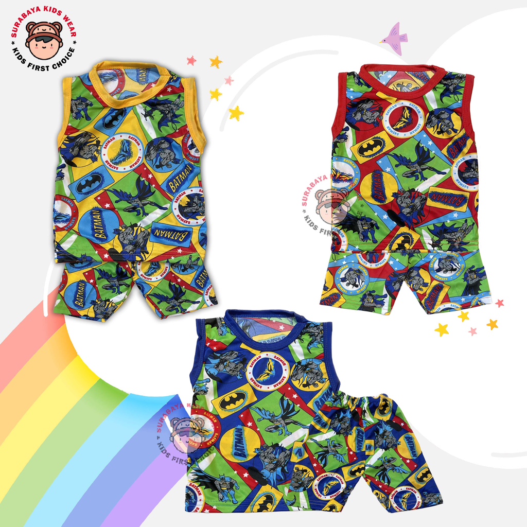 Setelan Singlet Anak Laki - Laki Motif Super Hero