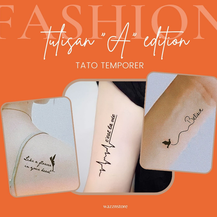 Tatto temporer Tulisan inggris aesthetic1| tato temporary kecil tulisan anti air / Tatto sementara /