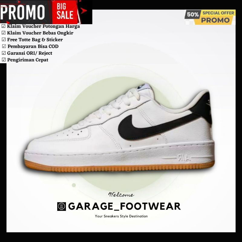 NIKE AIR FORCE 1 WHITE BLACK SOLE GUM ORIGINAL