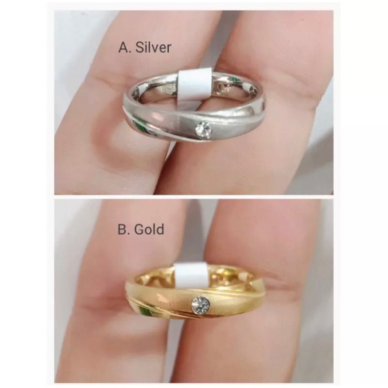 cincin tunangan titanium berlapis emas