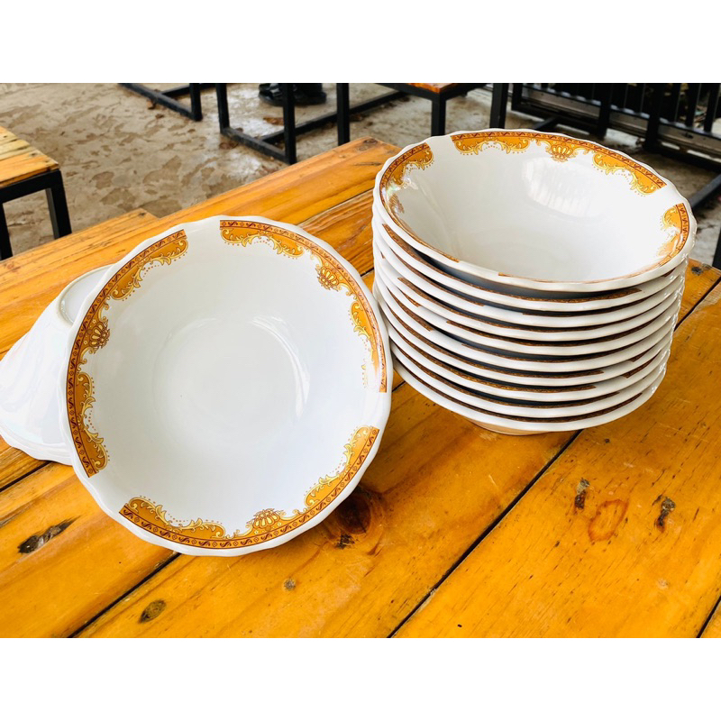 mangkok keramik mahkota piring keramik mahkota mangkuk soup 7inch satuan Mangkok Bakso / Tekwan /  M