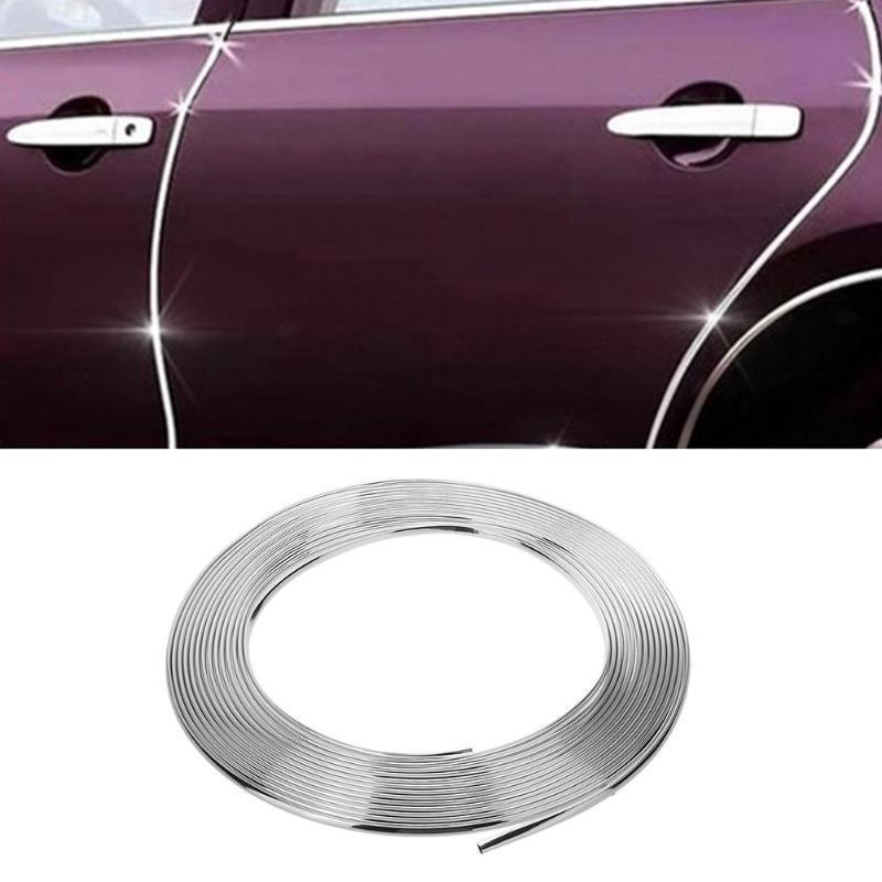 YGRETTE - FULL PANJANG 4 METER Lis Dekorasi Interior Mobil Moulding Chrome Trim Strip 4 M Feet Car Door Trim Strip Edge Guard Moulding Protector Chrome U Shape New BENTUK PROFIL U