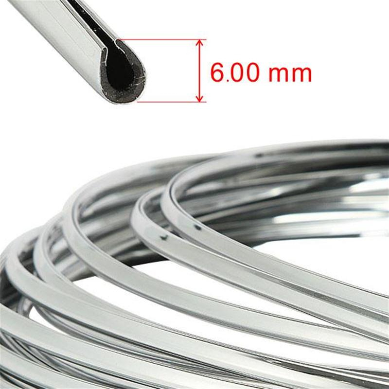 YGRETTE - FULL PANJANG 4 METER Lis Dekorasi Interior Mobil Moulding Chrome Trim Strip 4 M Feet Car Door Trim Strip Edge Guard Moulding Protector Chrome U Shape New BENTUK PROFIL U