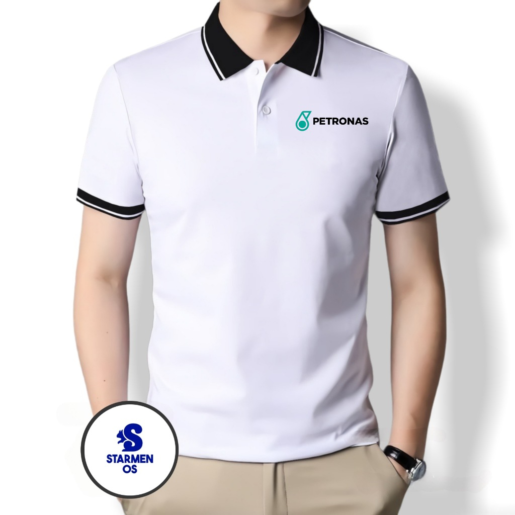 Kaos Wangki Polo Atasan Tshirt Pria Kerah Wangki Big List Logo PETRONAS 1