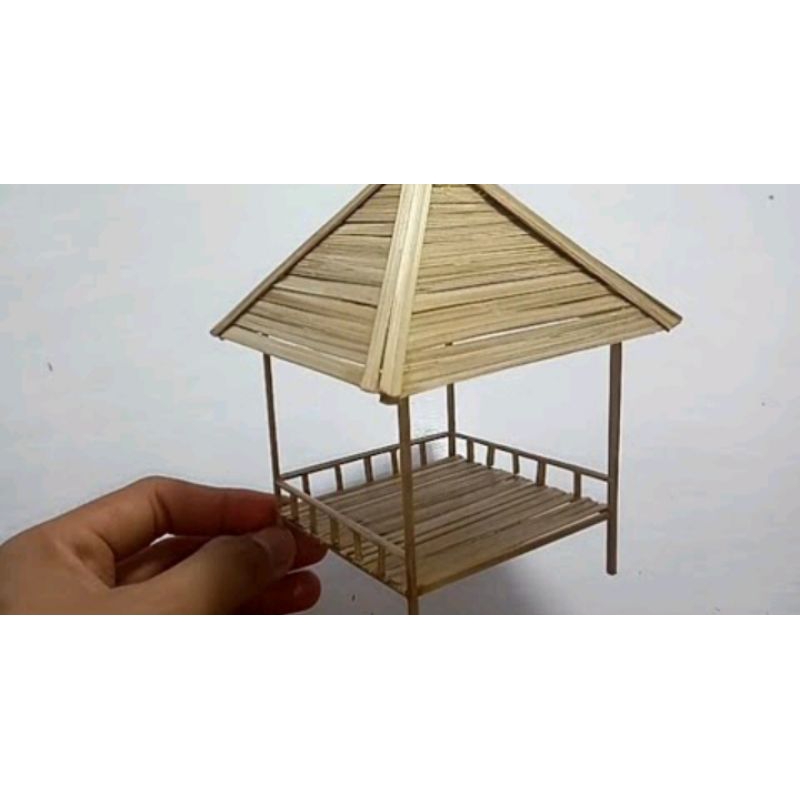 Hiasan meja hiasan aquascape kedai / gubuk / saung bambu miniatur