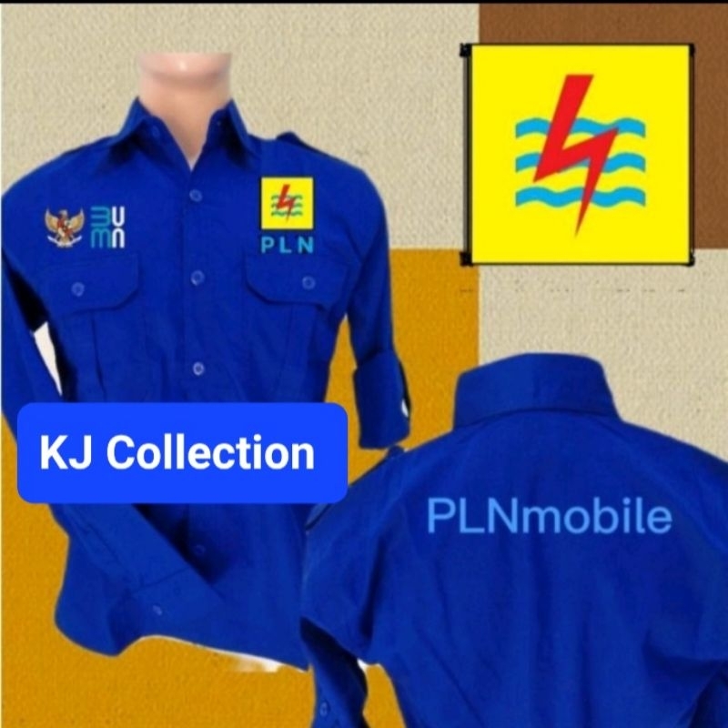 KEMEJA KERJA  BUMN PLN MOBILE BAJU SERAGAM KERJA BUMN PLN MOBILE FULL BORDIR