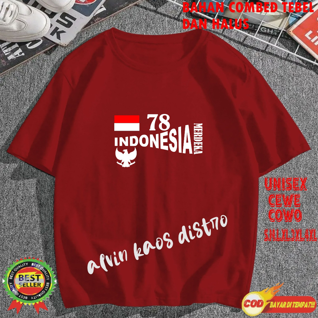 Beli 10 Pc Gratis 1 Pc Hut RI 78 Kaos Terlaris 17 Agustus 1945 78 Kemerdekaan Indonesia Kaos Merah Putih Hitam Kaos Cewek Cowok Anak02