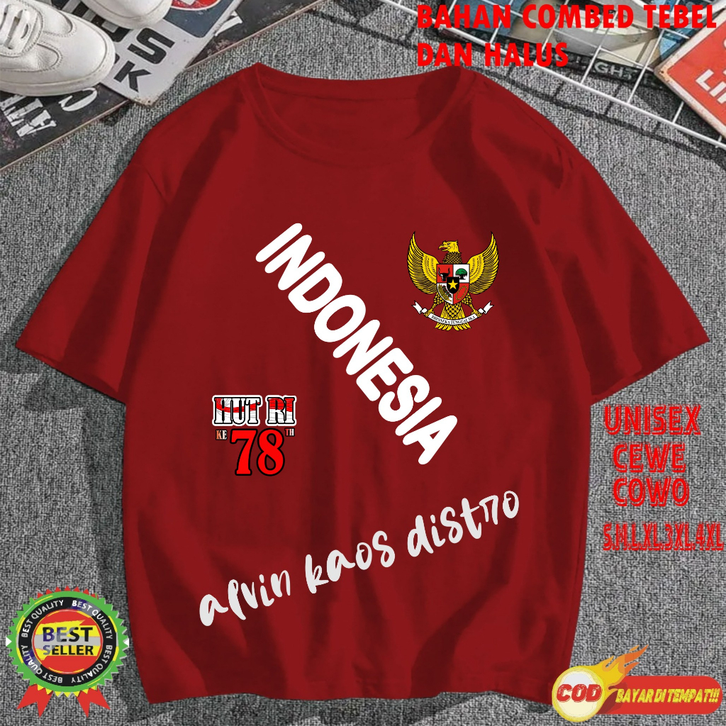 Beli 10 Pc Gratis 1 Pc Hut RI 78 Kaos Terlaris 17 Agustus 1945 78 Kemerdekaan Indonesia Kaos Merah Putih Hitam Kaos Cewek Cowok Anak00