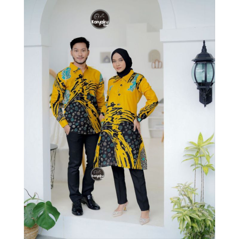 batik couple modern / baju  batik seragam kantor