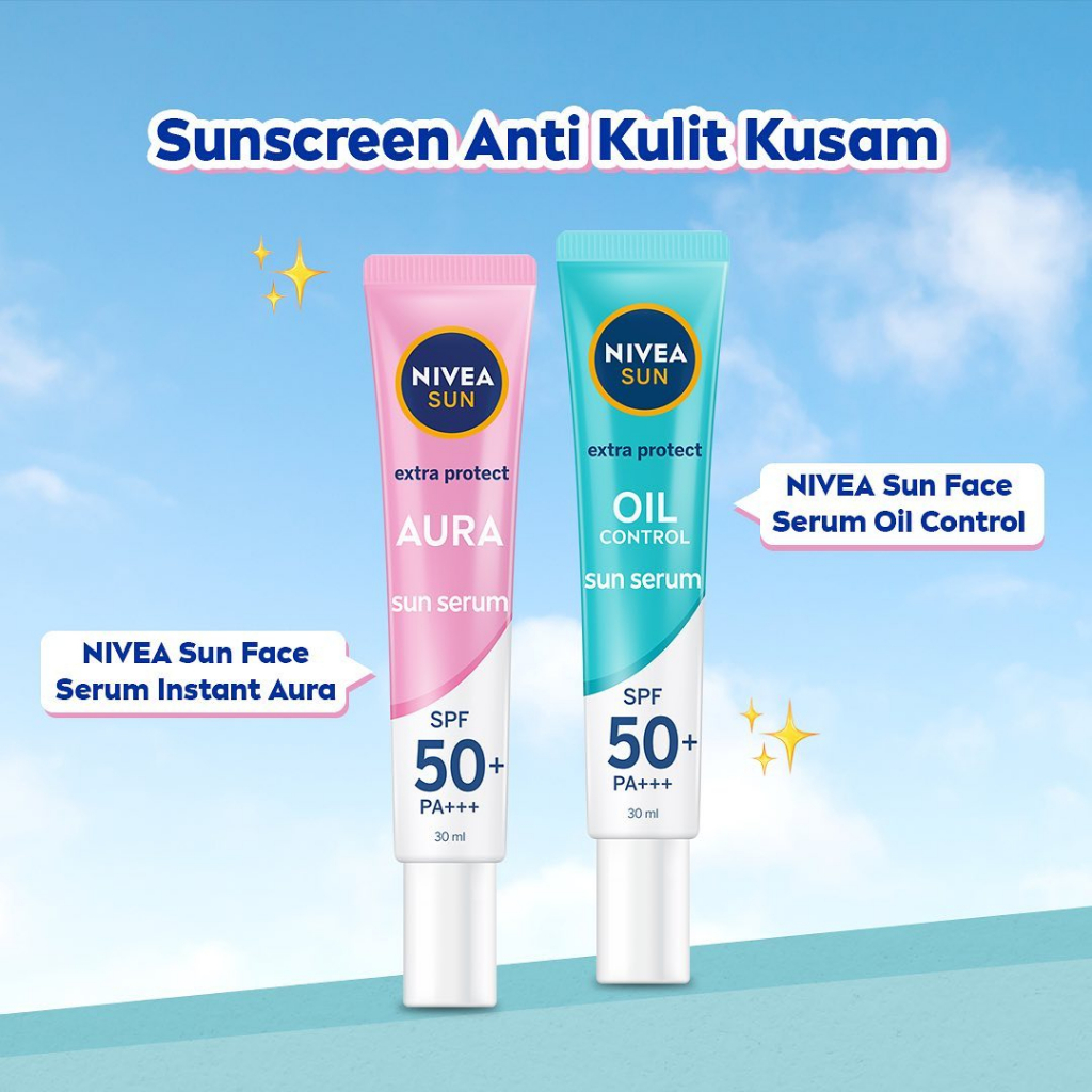 Nivea Sunscreen Wajah SPF50 PA+++ Sun Face Protect Series - Varian: Instant Aura / Oil control / C&amp;E / Triple Protect Hokkaido Rose / Anti Wrinkle Sun Serum Suncreen Nivea