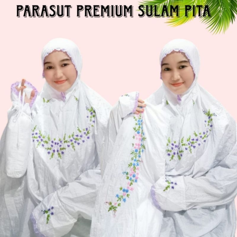 Mukena Travelling Lajuran Parasut Sulam Pita